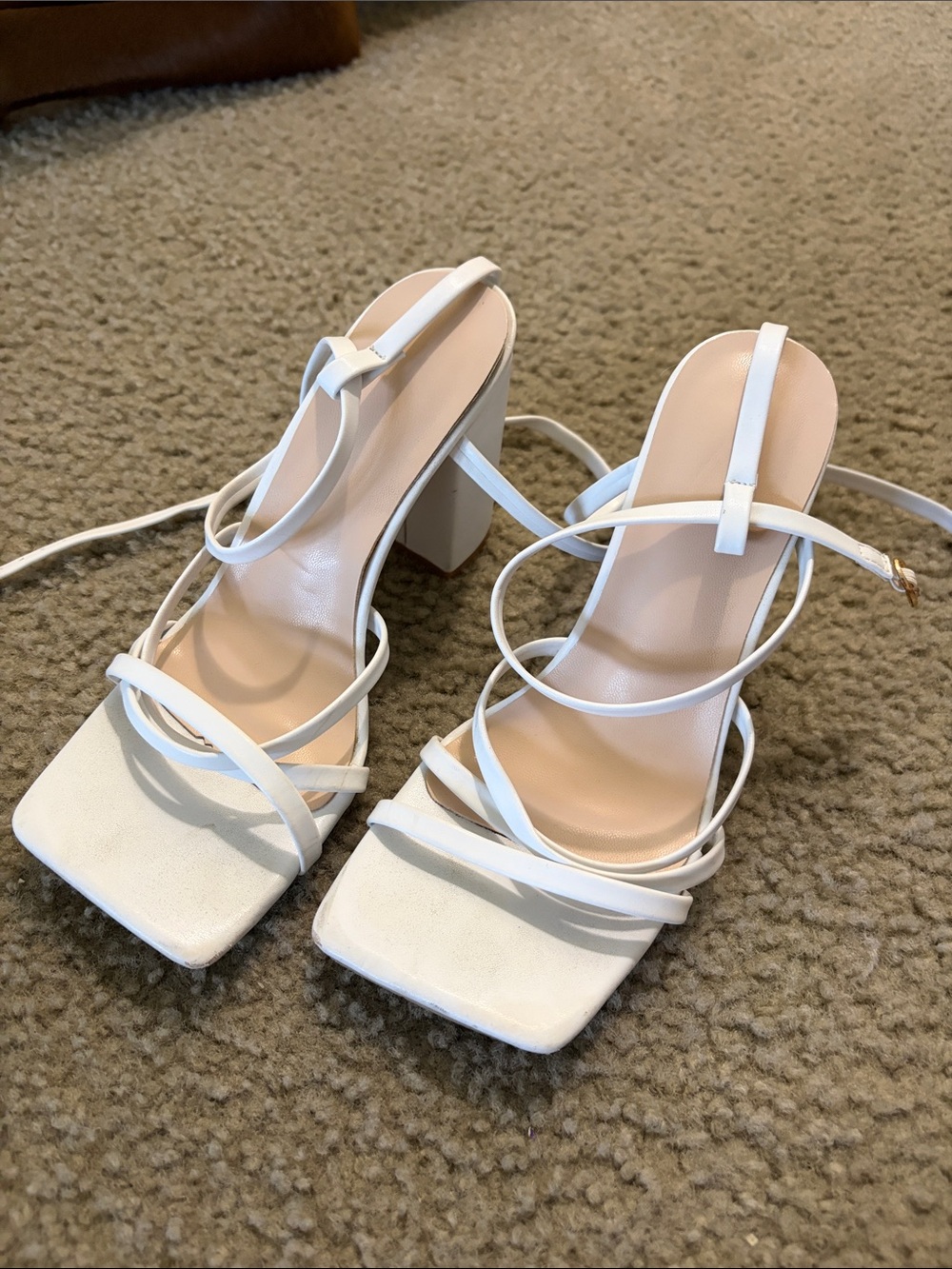 SHEIN White Square-Toe Strappy Block Heel Sandals